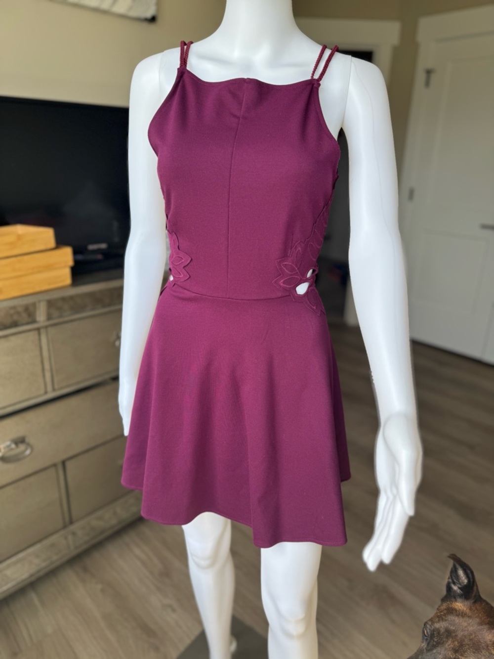 Free People Strappy Cutout Fit & Flare Dress in Plum